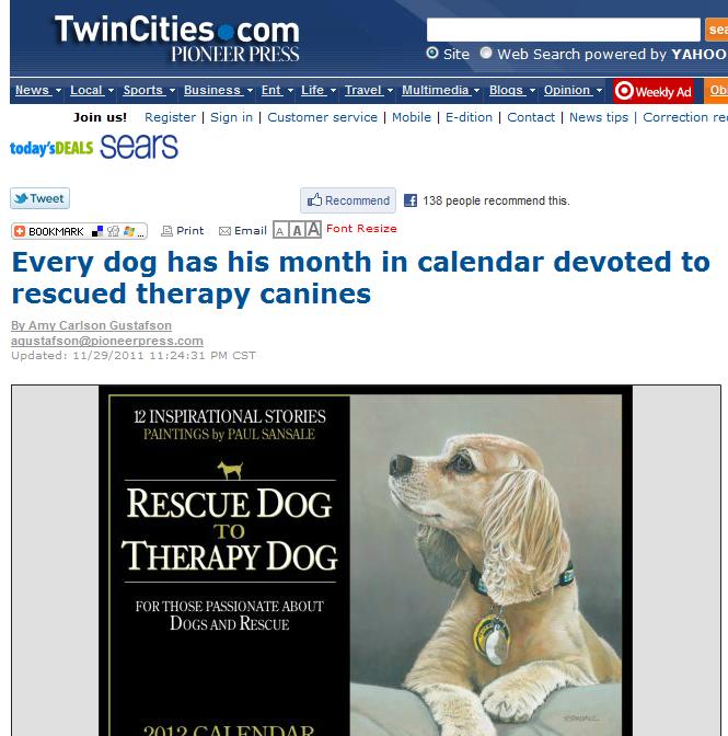 Pioneerpress Article - Rescue Dog Art Calendar